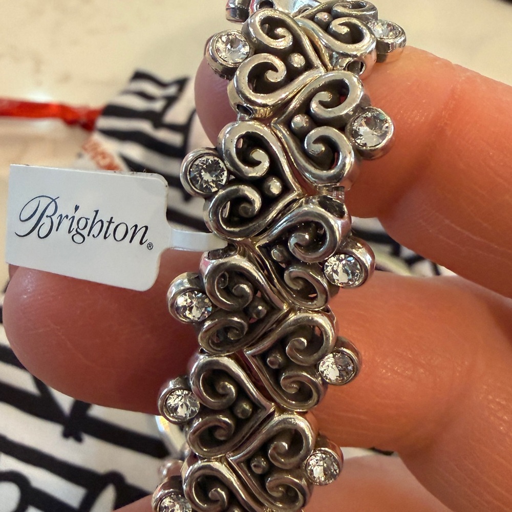 Brighton Silver Bracelet Set with Swirl and Gem Accents-2 bracelets included - Picture 4 of 7